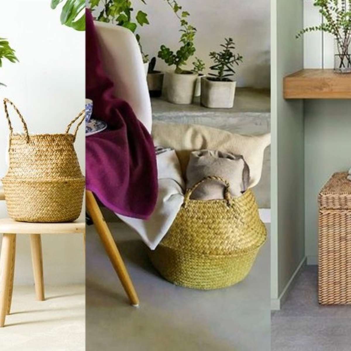 Armazenamento com Textura: Cestos de Palha para Um Toque Aconchegante - detalhe