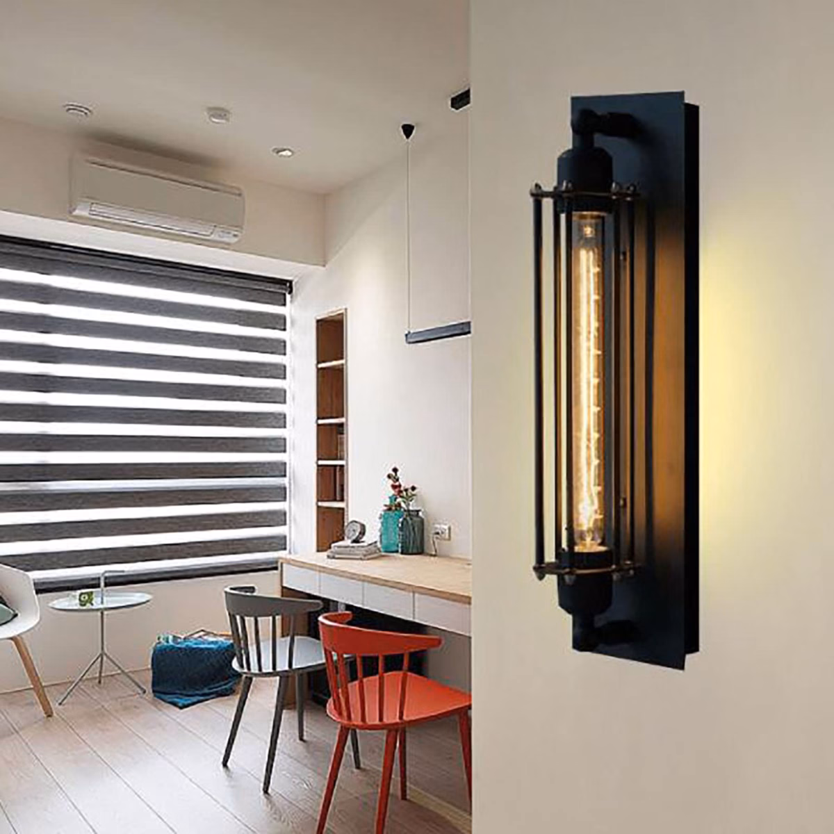 Arandela Minimalista de Metal Preto: Elegância Industrial Chic - detalhe