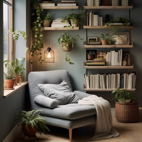 Cantinhos de Leitura Aconchegantes com Nichos Iluminados - detalhe