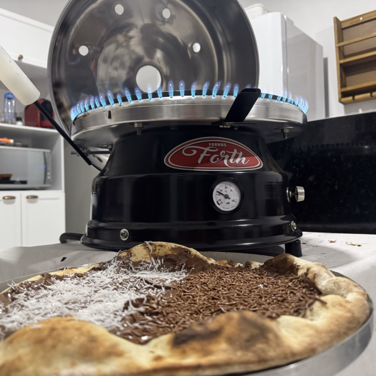 Forno de Pizza com Cúpula Decorada e Iluminação Aconchegante - detalhe
