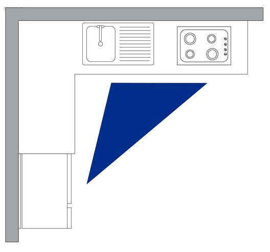 Layout em L com Bancada Estendida e Tons Neutros - detalhe