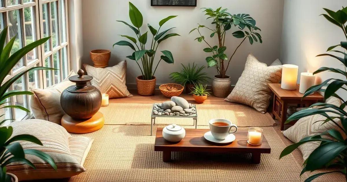 Cantinho zen portátil: um espaço de paz onde você estiver - detalhe