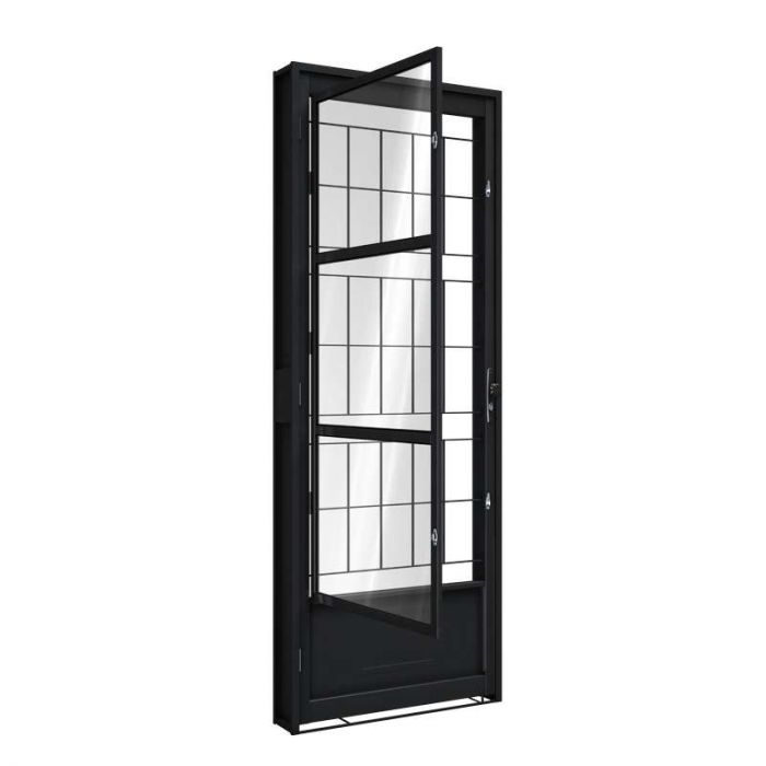 Porta de Giro em Estilo Industrial com Detalhes em Metalon - ideia