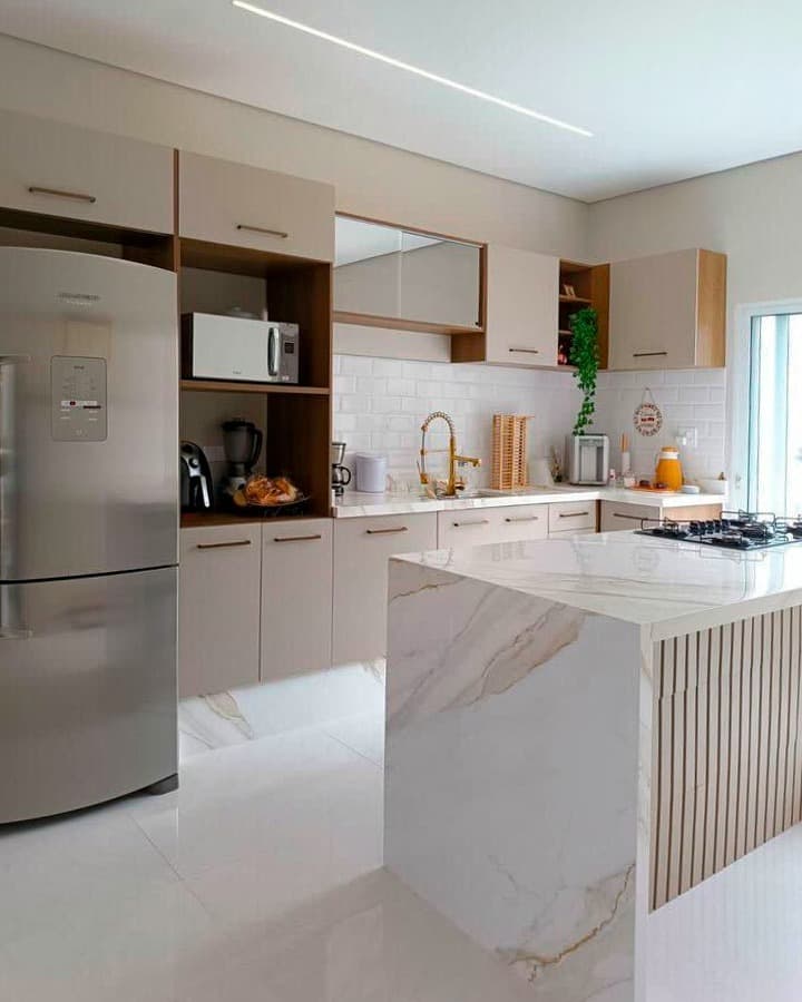 Integração Moderna: Cozinha e Sala em Harmonia - ideia