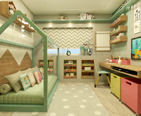 Quarto Montessoriano Sustentável Com Móveis de Demolição e Artesanato Local - detalhe