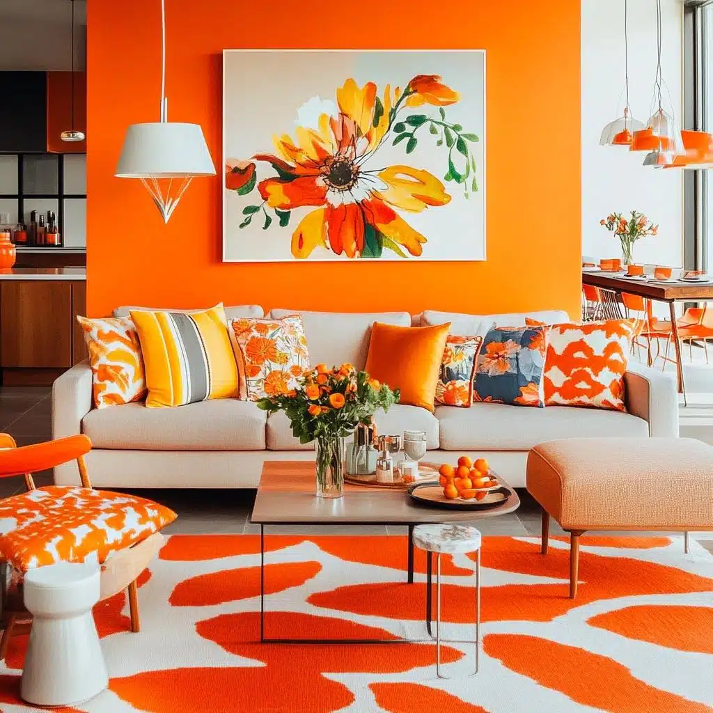 Laranja Vibrante e Acessórios Retrô: Energia e Personalidade na Sua Mesa - detalhe