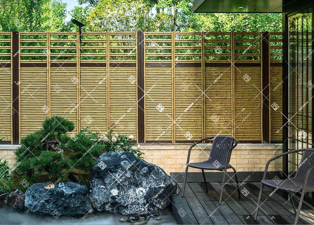 Elegância Rústica: Vedação com Bambu Tratado - detalhe