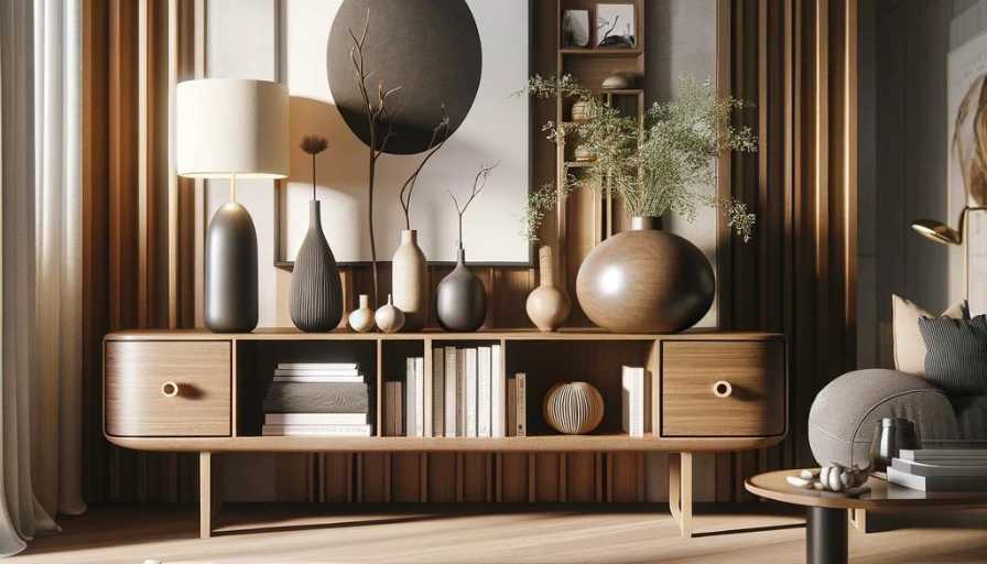 Aparador Minimalista com Detalhes em Cobre: Sofisticação Discreta - detalhe