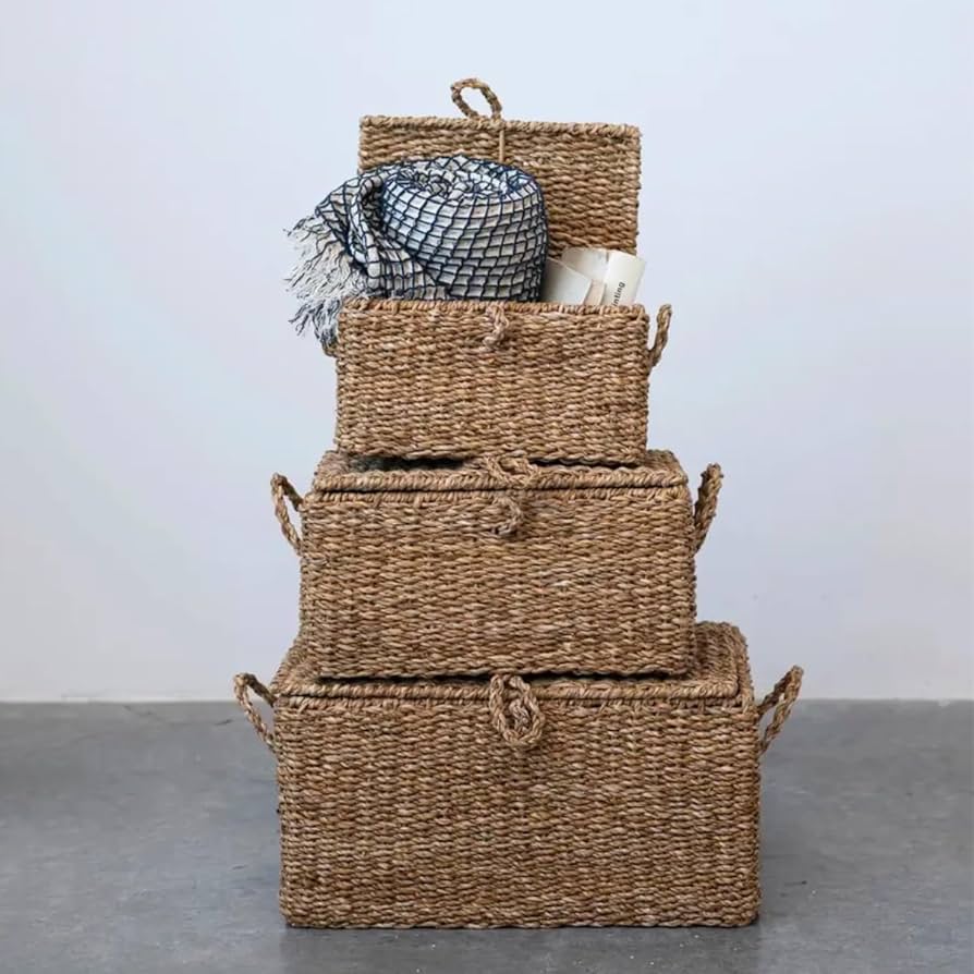 Cestos de Palha com Detalhes em Couro: Rusticidade Sofisticada - ideia