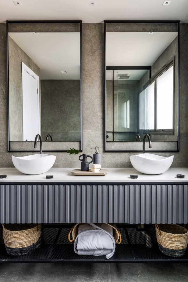 Cimentício no Banheiro: Relaxamento e Modernidade - detalhe