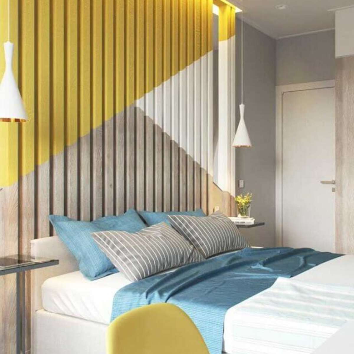 Quarto Pequeno Vibrante com Pintura Geométrica: Modernidade e Estilo! - detalhe