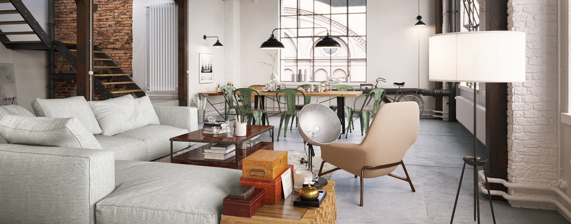 Piso de Concreto Polido e Tapetes Geométricos: Conforto e Design Industrial - ideia