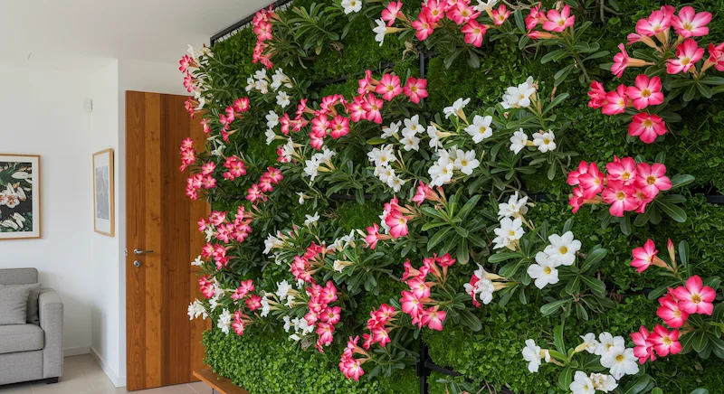 Rosas do Deserto Esculturais: Singularidade e Cores Vibrantes em Ambientes Contemporâneos - detalhe