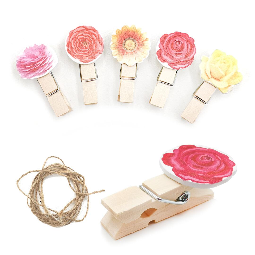 Arranjo de Flores Suspenso Preso por Prendedores de Silicone - ideia