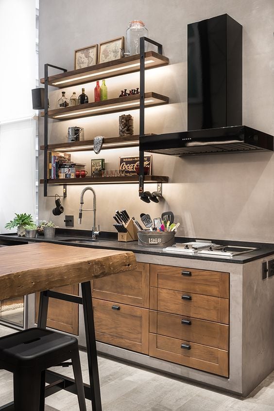 Cozinha Industrial Charmosa com Detalhes em Cobre - inspiração