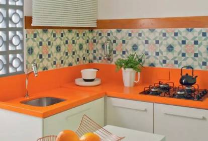 Cozinha Vibrante com Cores e Formas Geométricas - detalhe