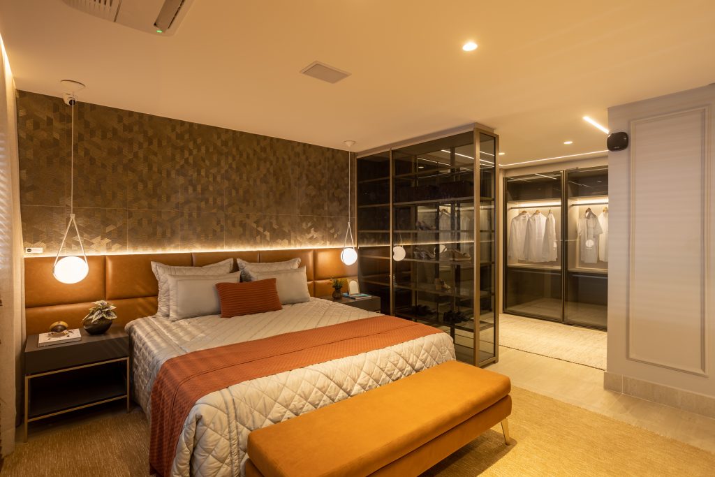 Aconchego Tátil: Parede Revestida em Tecido Aveludado - ideia