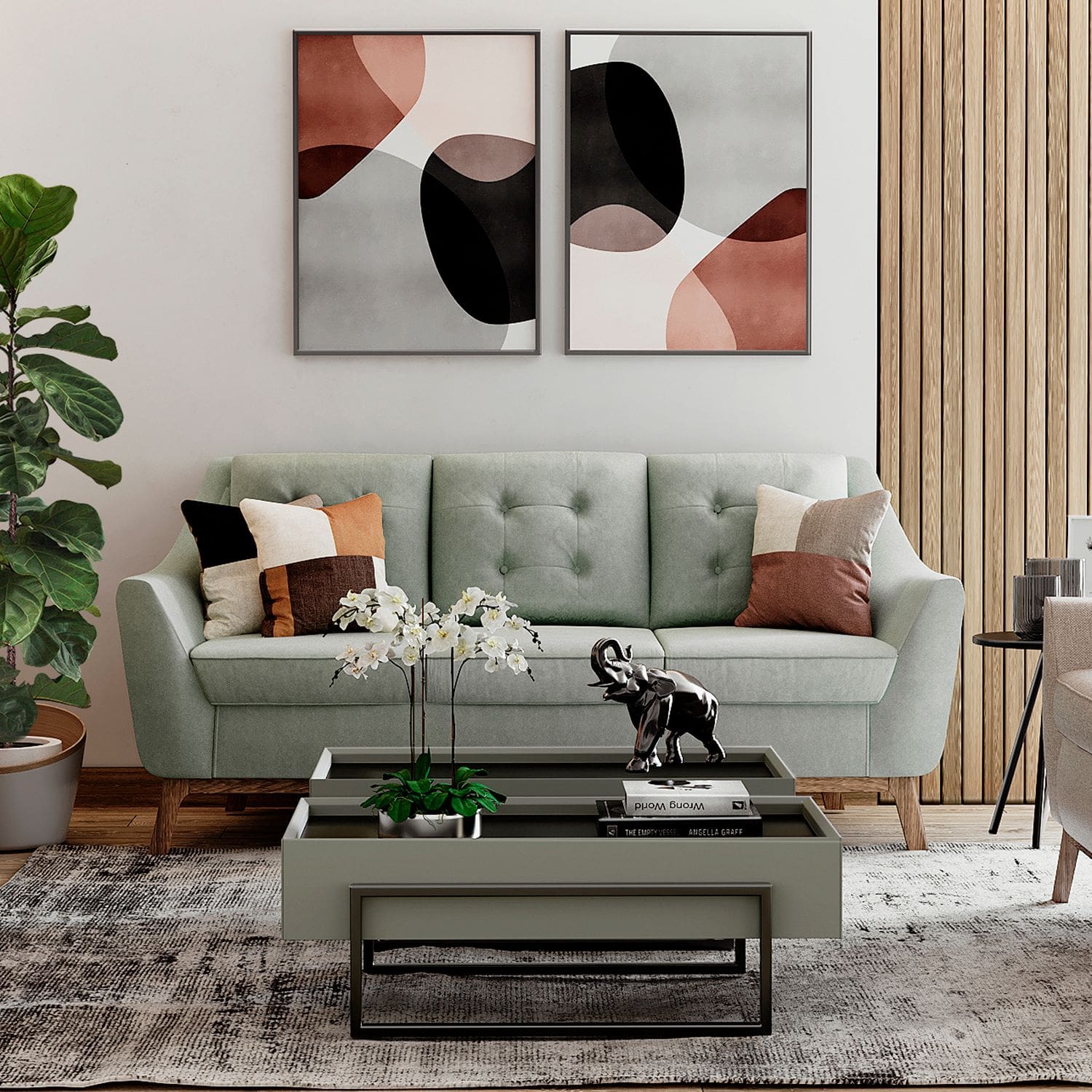 Verde Pastel e Mobiliário Retrô: Nostalgia Aconchegante - ideia