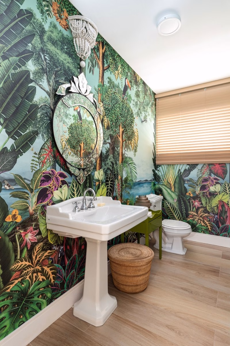 Estilo Tropical Vibrante: Leve a Alegria da Natureza para o Seu Banho - ideia