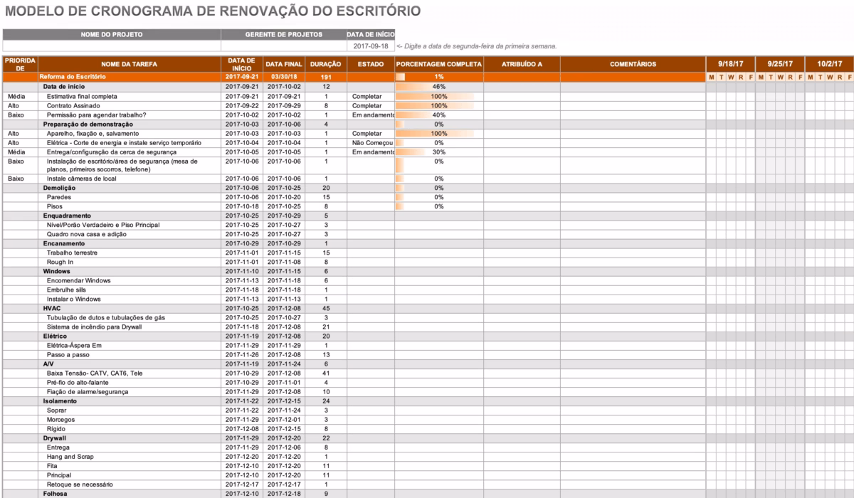 Cronograma de Reforma com Lousa para Anotações Criativas - detalhe