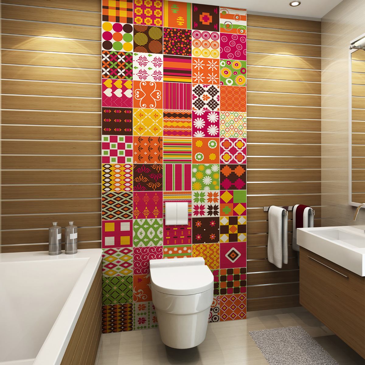 Adesivos de Azulejo Hidráulico para um Banheiro Repaginado - detalhe