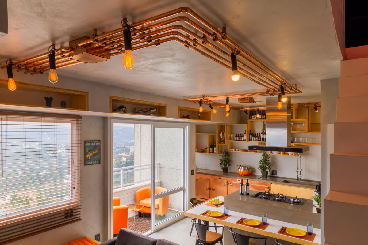 Estilo Industrial com Tubulação Aparente - detalhe