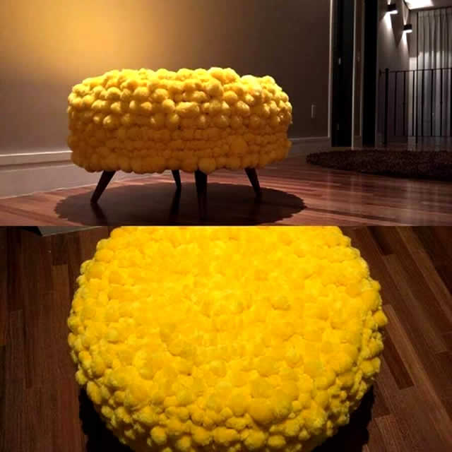 Puff de Pneu Moderno e Minimalista: Toque de Cor com Tinta e Tecido - inspiração