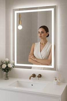 Espelho com LED e Borda Jateada: Difusão de Luz Aconchegante - inspiração