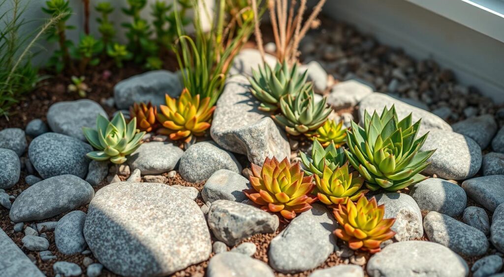 Escadaria Florida: Suculentas e Pedras Elevando o Seu Jardim - ideia
