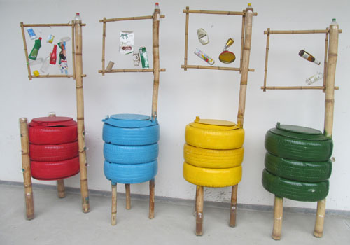 Lixeiras Seletivas Decoradas com Corda de Sisal: Toque Rústico e Natural - inspiração