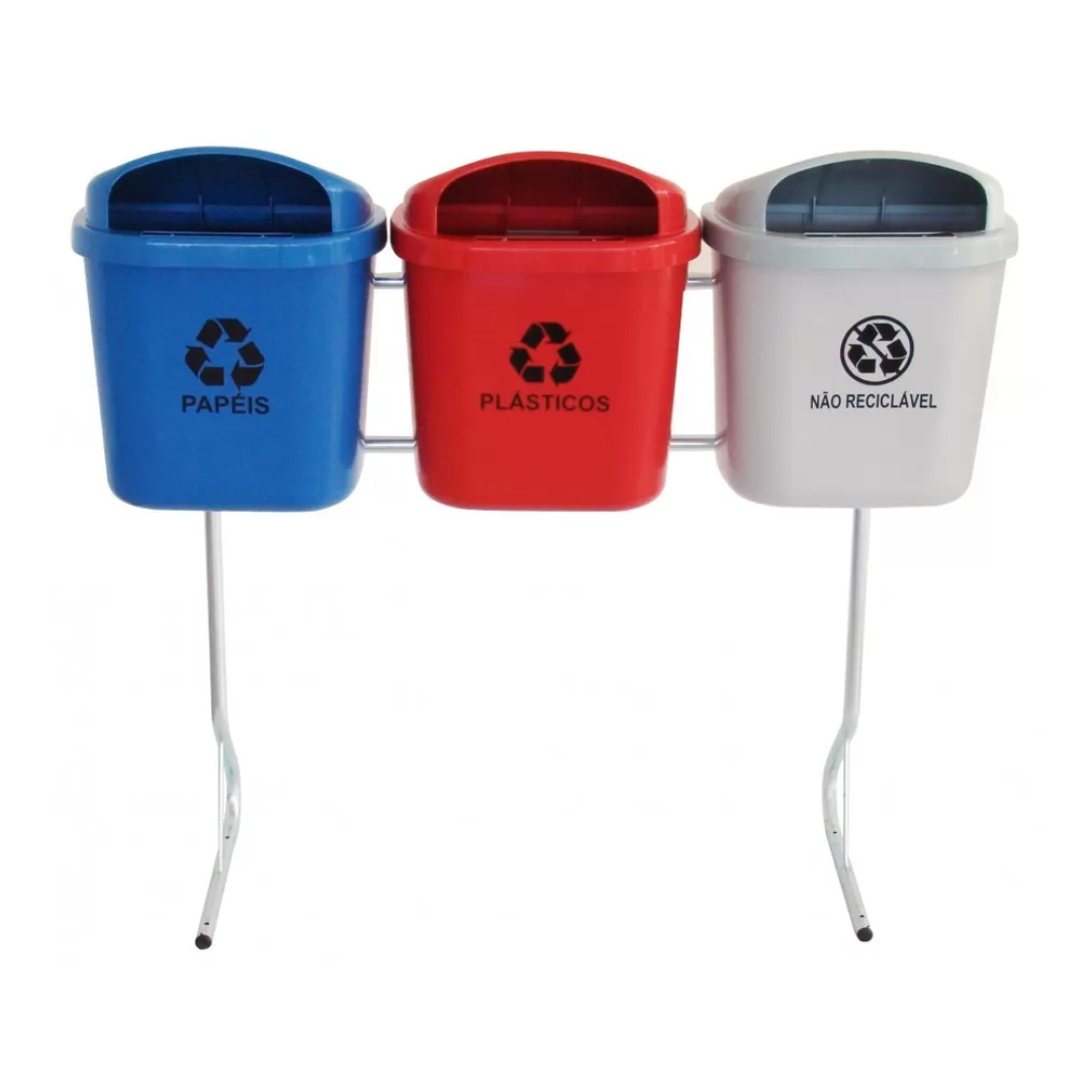 Lixeiras Seletivas Revestidas com Tecido Jeans: Estilo Despojado - ideia