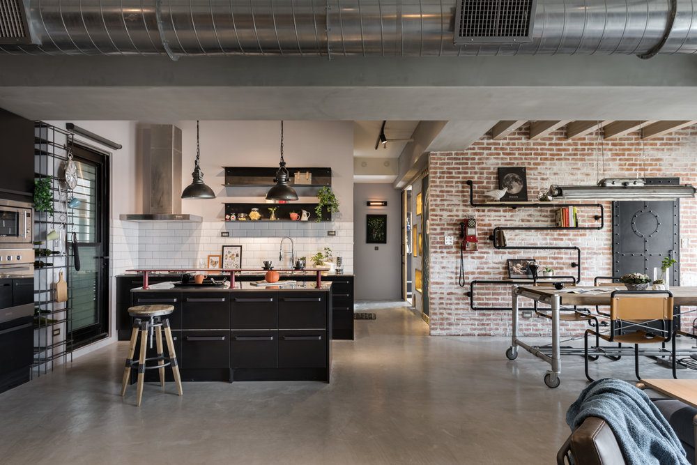 Toque Industrial com Tubulações e Metal Aparente - detalhe