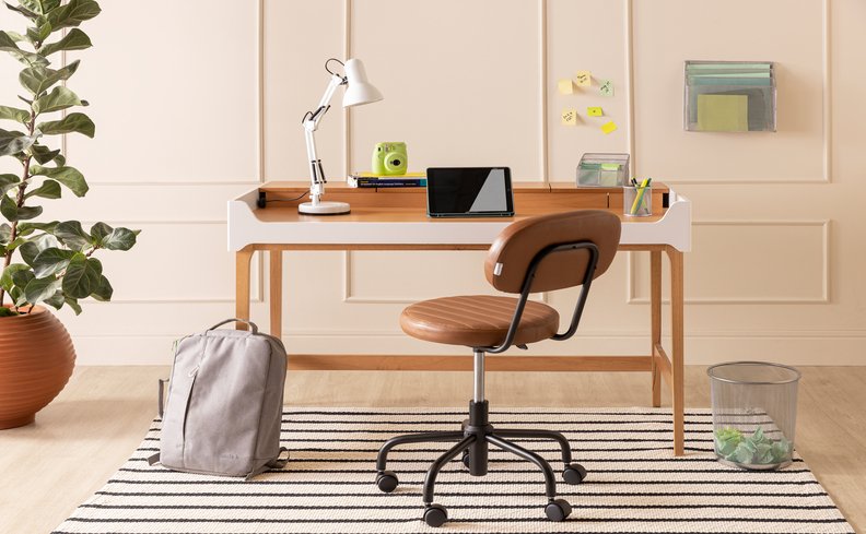 Home Office Minimalista: Cores Neutras e Funcionalidade! - ideia