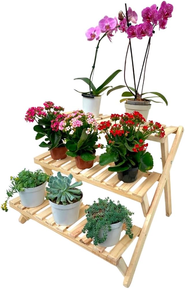 Estante Escada Repleta de Vasos Coloridos: Uma Explosão de Alegria e Personalidade - inspiração