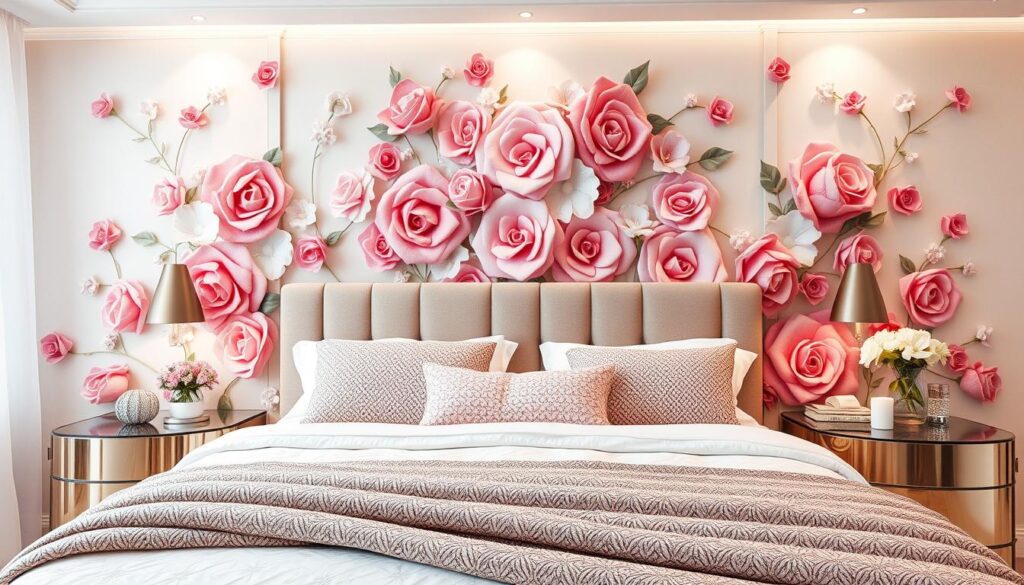 Delicadeza Romântica: Revestimento 3D Floral para Ambientes Femininos - inspiração