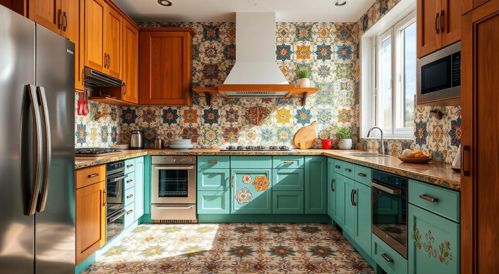 Cozinha Repaginada com Azulejos Hidráulicos Coloridos: Alegria e Personalidade! - ideia
