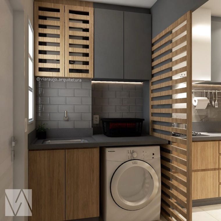 Lavanderia Minimalista com Toque Industrial: Elegância e Praticidade em Tons Neutros - ideia