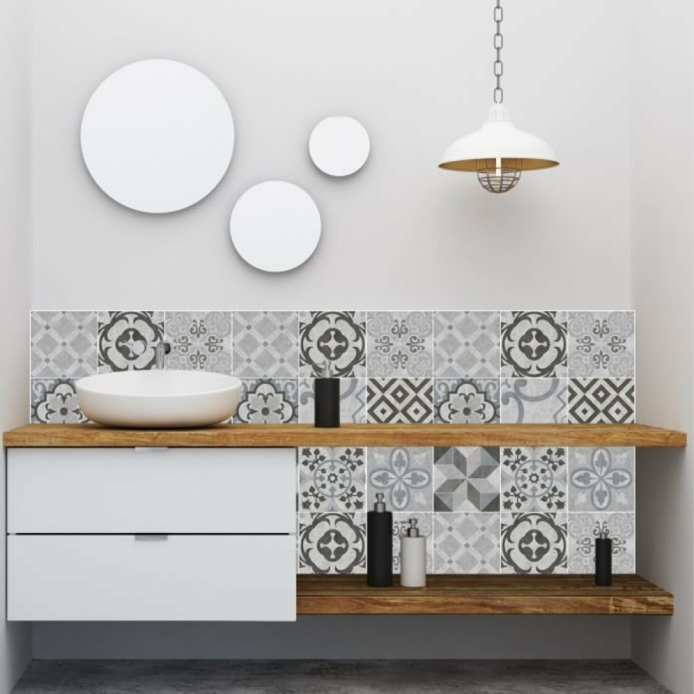 Adesivos de Azulejo Hidráulico para um Banheiro Repaginado - ideia