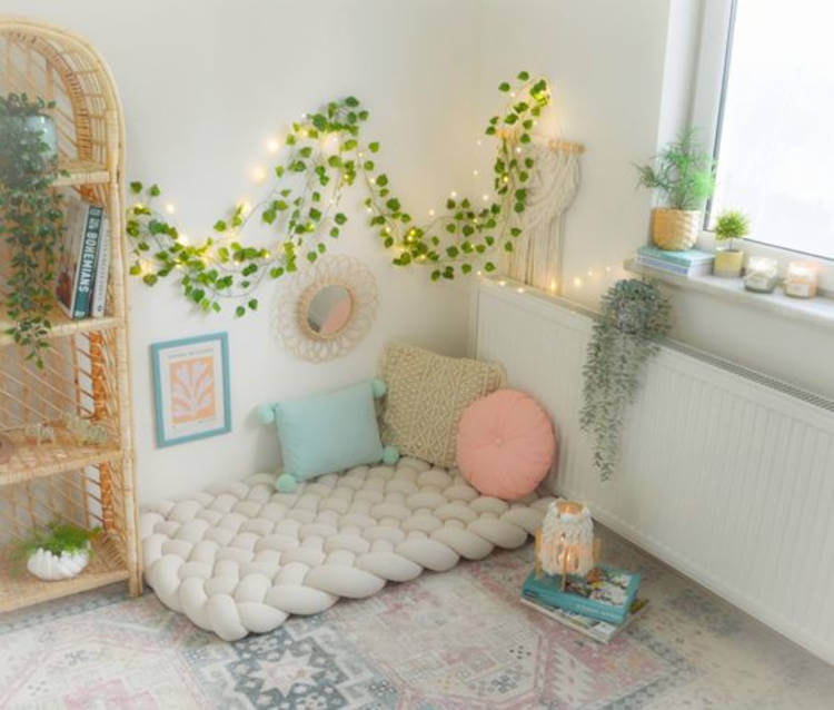 Cantinho Relaxante Com Luminárias de Cordão - detalhe