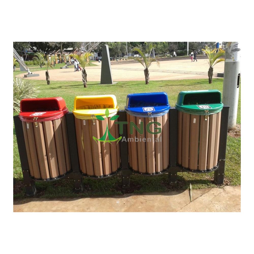 Lixeiras Seletivas Decoradas com Corda de Sisal: Toque Rústico e Natural - detalhe