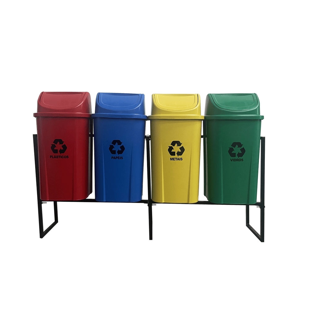 Lixeiras Seletivas com Mosaicos de Azulejo: Cores e Texturas Vibrantes - ideia