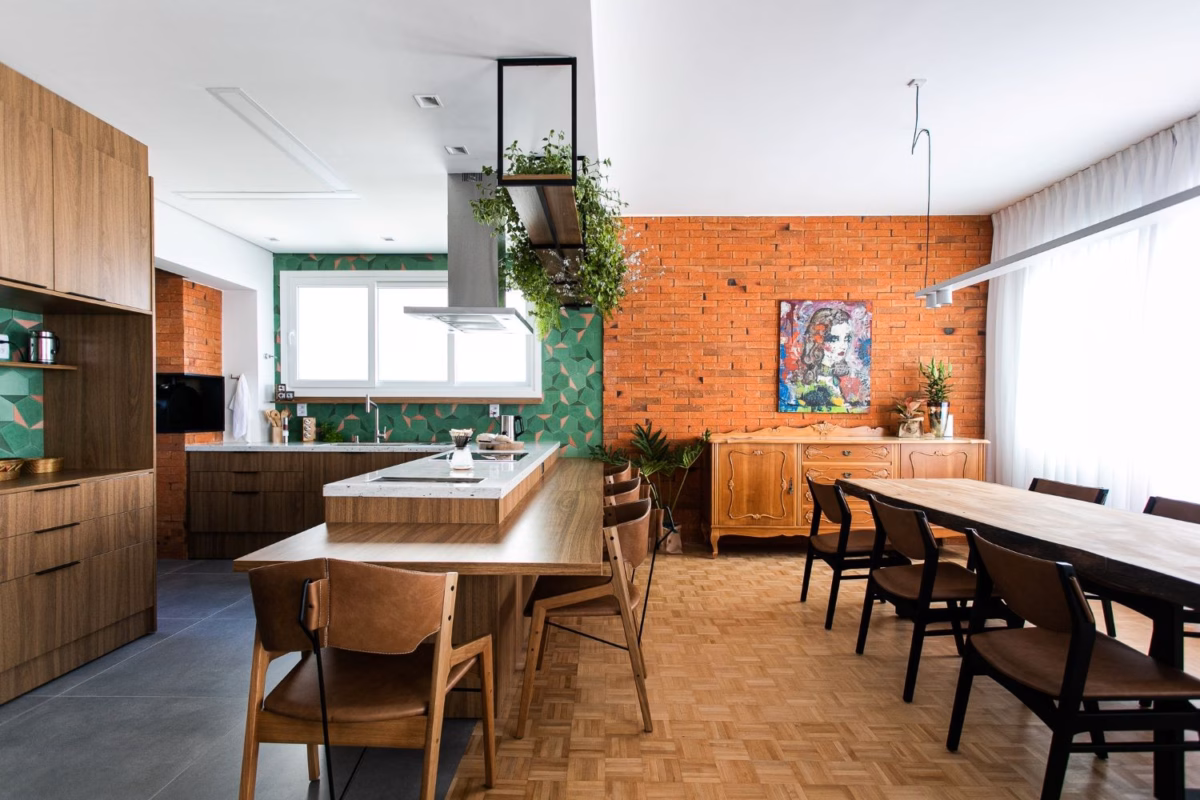 Reforma com Integração de Ambientes e Tijolinhos à Vista - detalhe