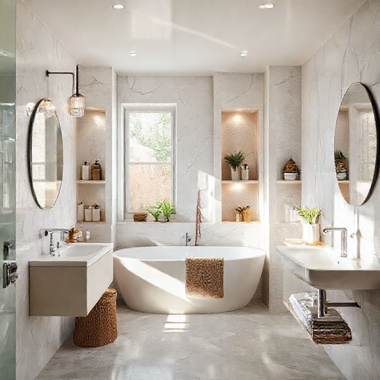 Banheiro dos Sonhos com Nichos Iluminados: Sofisticação e Relaxamento! - inspiração