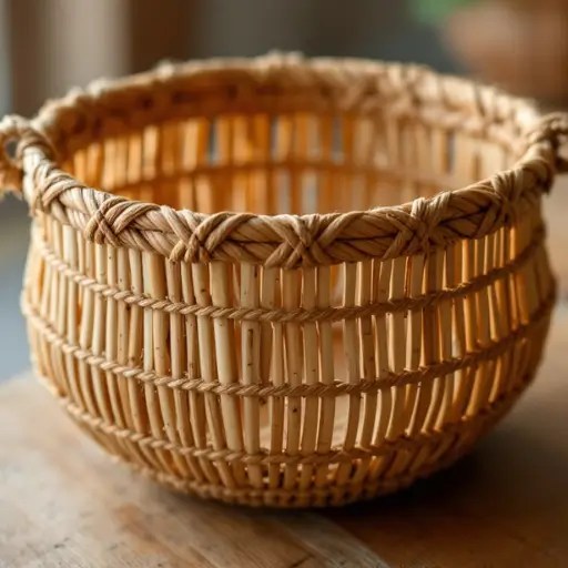 Artesanato Criativo: Cestos e Vasos de Bambu Trançado à Mão - detalhe