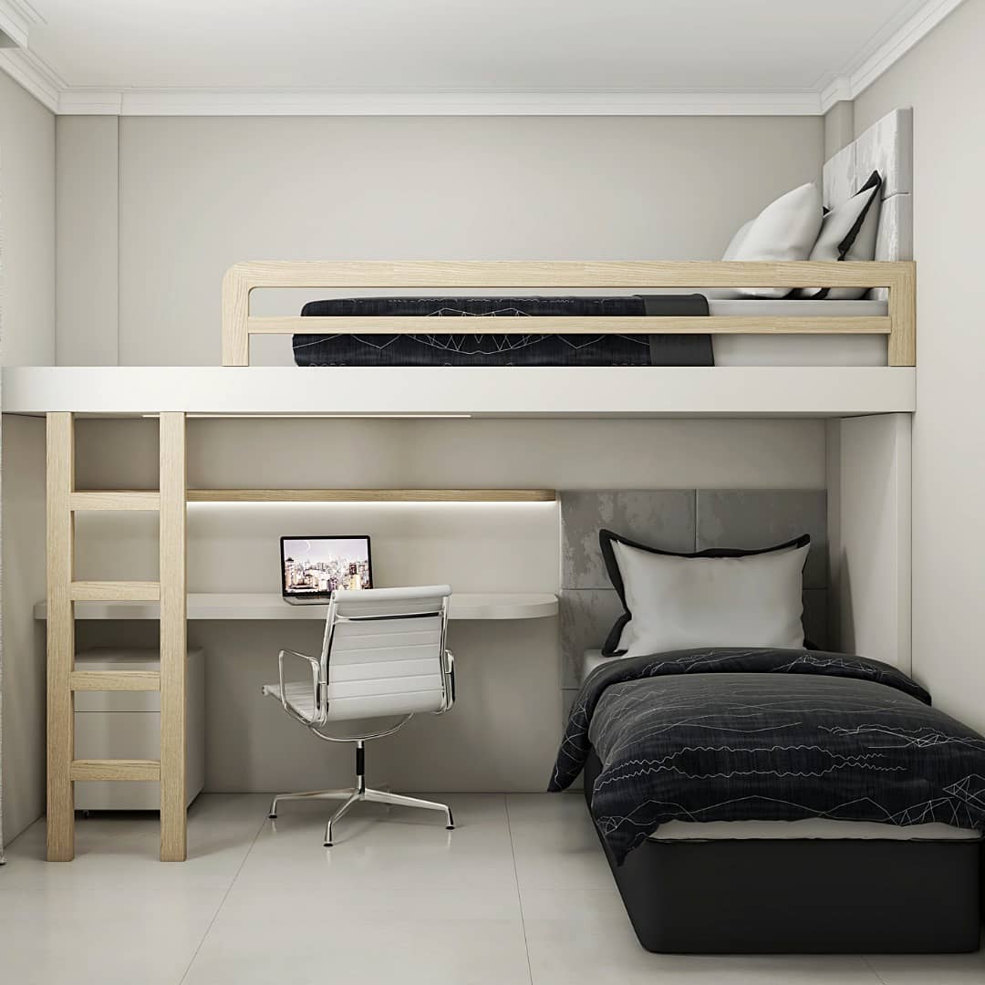 Quarto Pequeno Relaxante com Cama Suspensa: Otimização e Originalidade! - detalhe