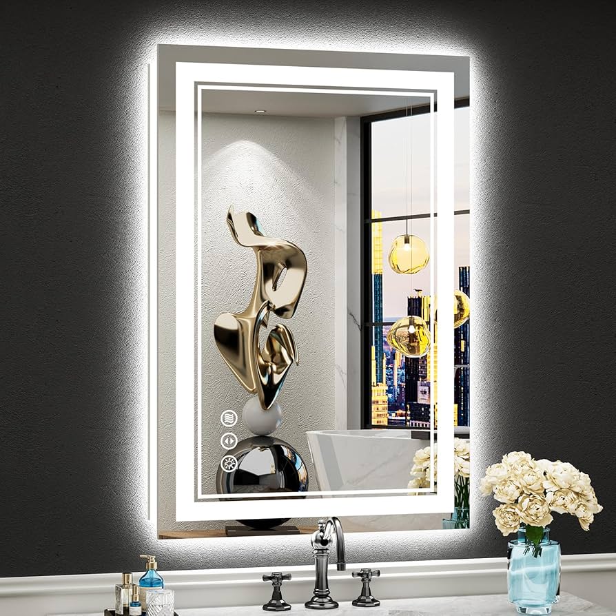 Espelho com LED e Borda Jateada: Difusão de Luz Aconchegante - ideia