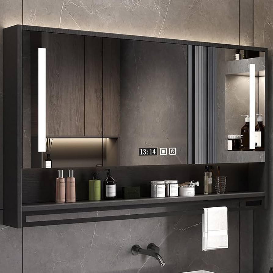 Armário de Banheiro Vertical Estreito com Portas Espelhadas: Ampliação Inteligente! - detalhe