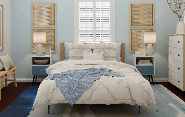 Quarto Pequeno e Relaxante com Paleta de Cores Neutras - detalhe