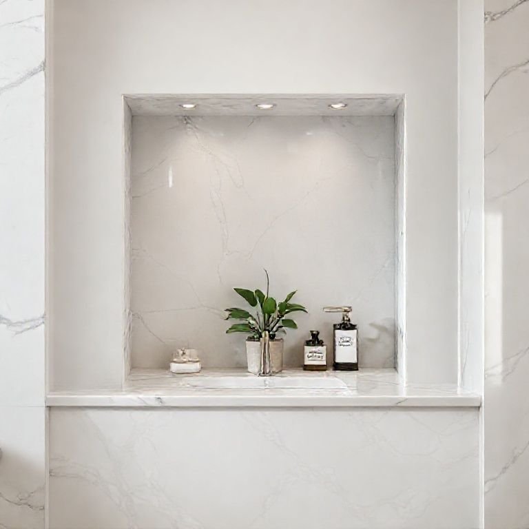 Banheiro dos Sonhos com Nichos Iluminados: Sofisticação e Relaxamento! - detalhe