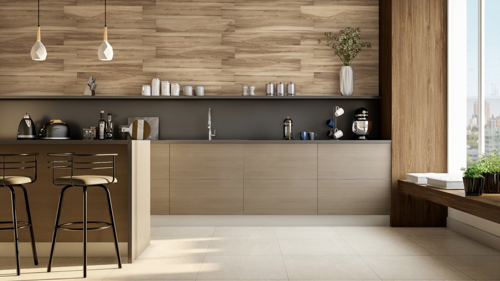 Com Revestimentos Claros e Detalhes em Madeira - inspiração